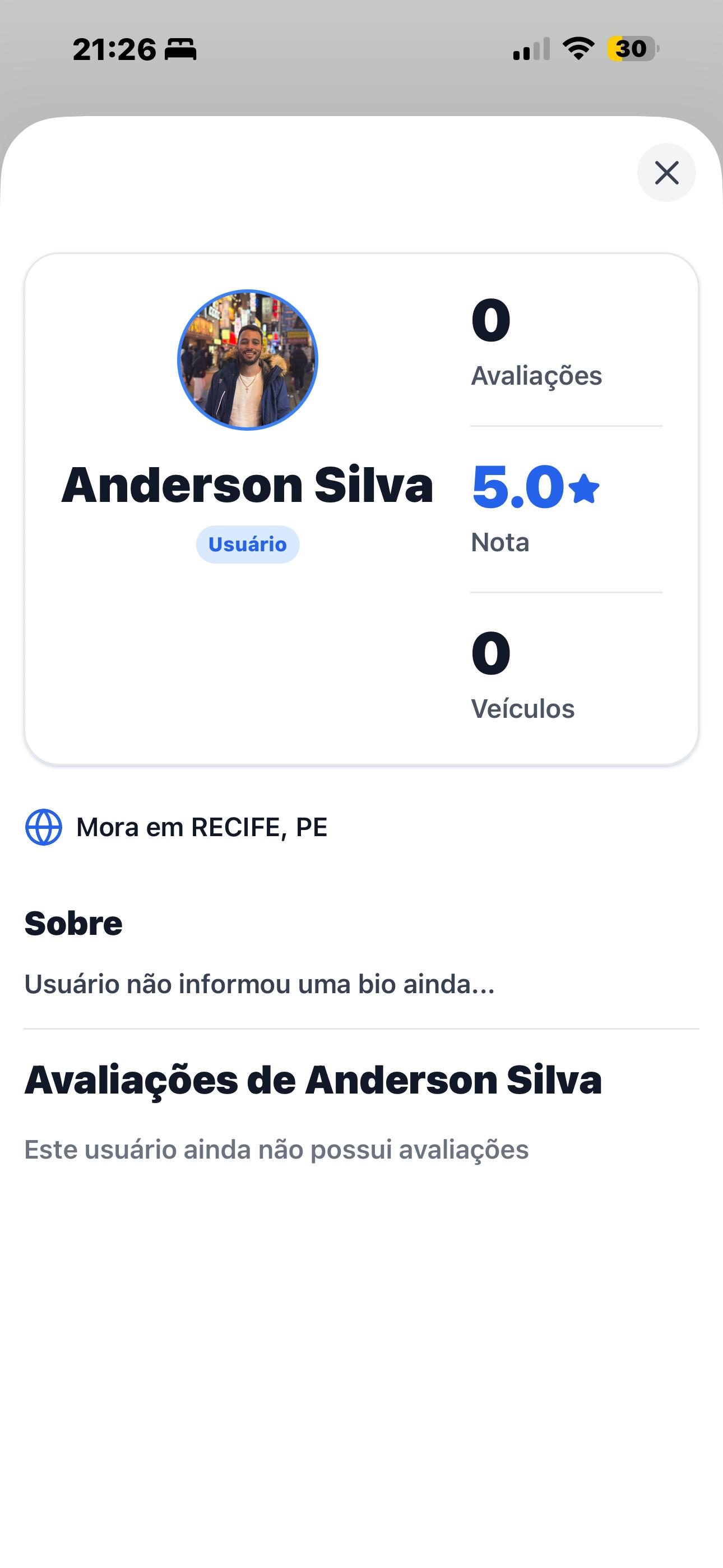 Perfil público do locatário